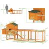 117" Extra Large Chicken Coop with Asphalt Roof, Wooden Hen House with Slide-out Tray, Quail Hutch with Nesting Box, Orange