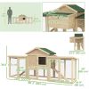 Wooden Chicken Coop, Outdoor Backyard Garden Large Rabbit Hutch with Nesting Box, Run, Ramp, Drawer