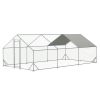 Large Metal Chicken Coop, Walk-in Chicken Run,Galvanized Wire Poultry Chicken Hen Pen Cage