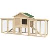 Wooden Chicken Coop, Outdoor Backyard Garden Large Rabbit Hutch with Nesting Box, Run, Ramp, Drawer