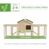 Wooden Chicken Coop, Outdoor Backyard Garden Large Rabbit Hutch with Nesting Box, Run, Ramp, Drawer