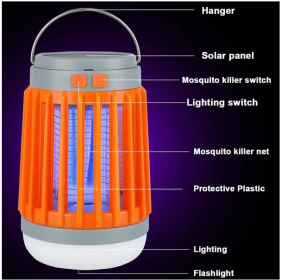 Solar USB Mosquito Killer Light Electronic Fly Bug Insect Zapper Trap Pest Lamp (Color:Light Blue: Orange)