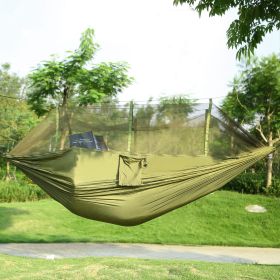 1Pc 600lbs Load 2 Persons Hammock With Mosquito Net Outdoor Hiking Camping Hommock Portable Nylon Swing Hanging Bed With Strap Hook Carry Bag (Color:Light Blue: Green)