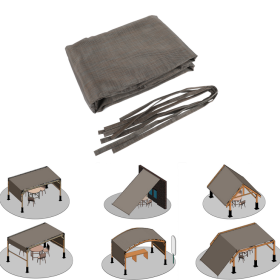 Outdoor Pergola Sun Shade Cover Cloth Patio Canopy HDPE Permeable With Grommets -13' X 7.7', Brown (Color:Light Blue: Brown)