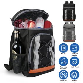 Grey-Black Options 1Pc Cooler Backpack 36 Can Leakproof Insulated Cooler Backpack With 25L 6.6Gal For Picnic Camping Beach Hiking Fishing Travel (Color:Light Blue: Black)