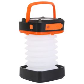 Solar Camping Lantern LED Collapsible Tent Lamp USB Rechargeable Portable Emergency Camping Light For Hiking Fishing Outdoor (Color:Light Blue: Orange)