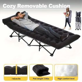 Easy To Fold Portable Recliner Black Comfortable Thick Cushion Suitable For Home Office,NoteThis Pallet Is Shipped By Average Freight (Color:Light Blue: Black)
