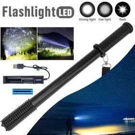 Baseball LED Flashlight Rechargeable Torch Spotlight Emergency Security Work Light 3 Lighting Modes 3500000LM (Color:Light Blue: Black)