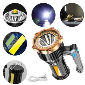 Rechargeable LED Flashlight, 8 Mode Searchlight, Spotlight, Portable, Super Bright (Color:Light Blue: Black)