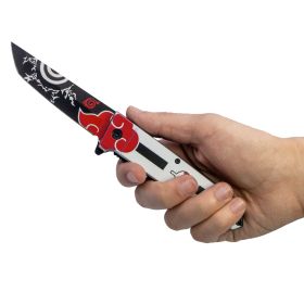 9" Spring Assisted Anime Knife with Tanto Blade (Color:Light Blue: Red and White)